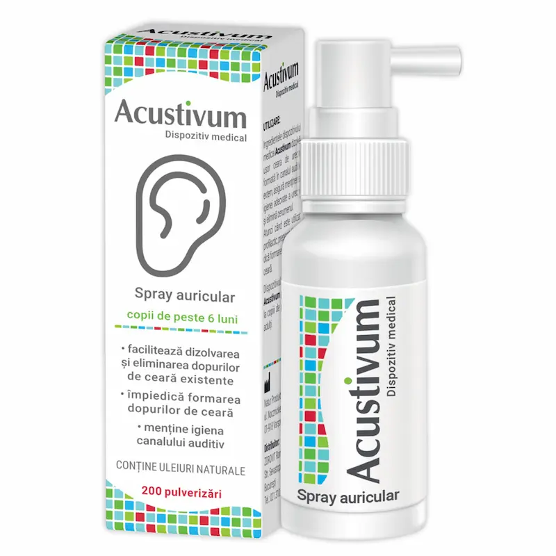 Acustivum Spray Auricular 20 ml pentru igiena urechilor și eliminarea cerumenului