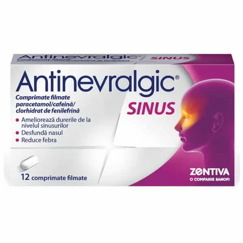 Antinevralgic Sinus 12 comprimate pentru răceală febră și nas înfundat