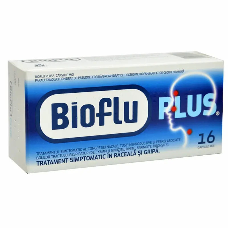 Bioflu Plus Răceală și Gripă 16 capsule moi