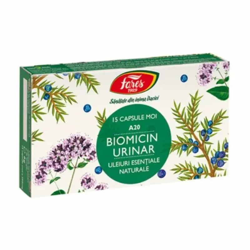 Biomicin Urinar Fares 15 capsule cu uleiuri esențiale pentru confortul tractului urinar