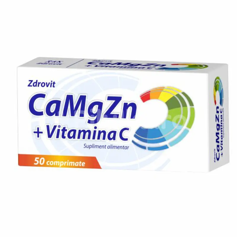Calciu Magneziu Zinc + Vitamina C Zdrovit 50 comprimate pentru aport mineral zilnic