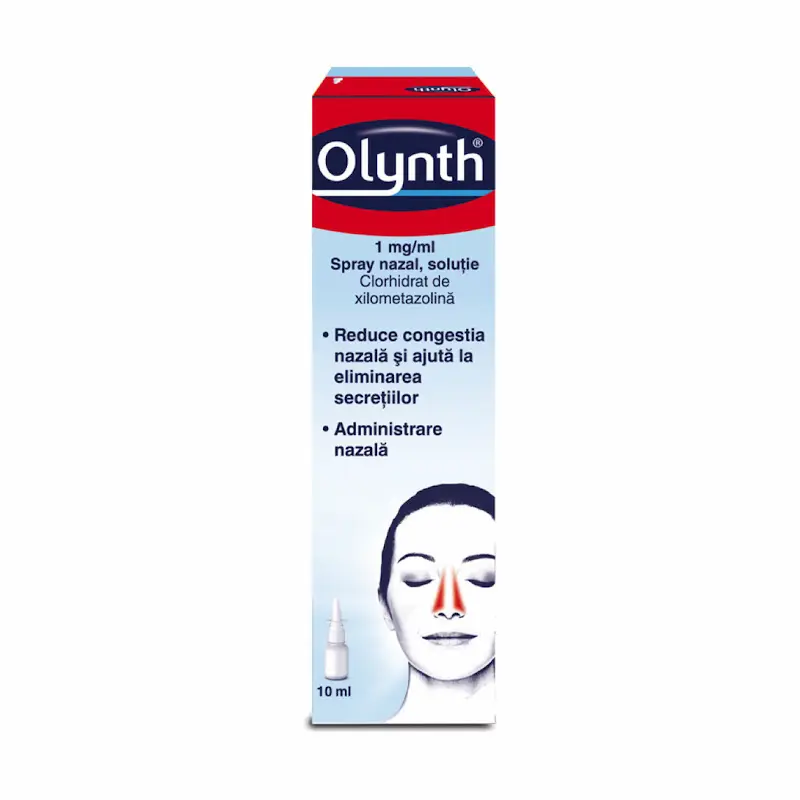 Olynth HA 1 mg/ml spray nazal 10 ml cu xilometazolină și acid hialuronic pentru congestie nazală