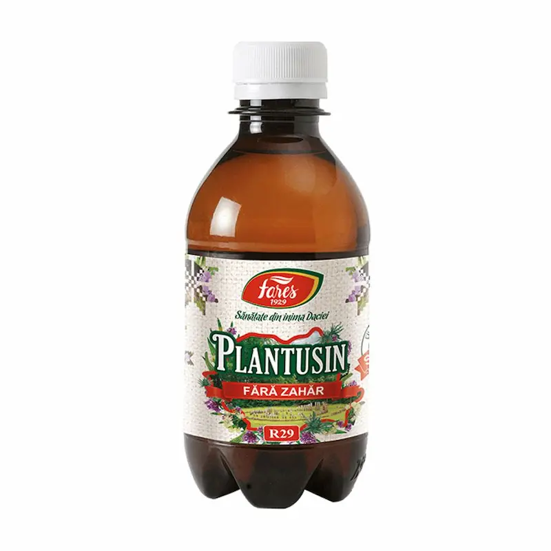 Flacon Plantusin Fără Zahăr Fares 250 ml, sirop cu extracte vegetale pentru tuse, gât și confortul căilor respiratorii