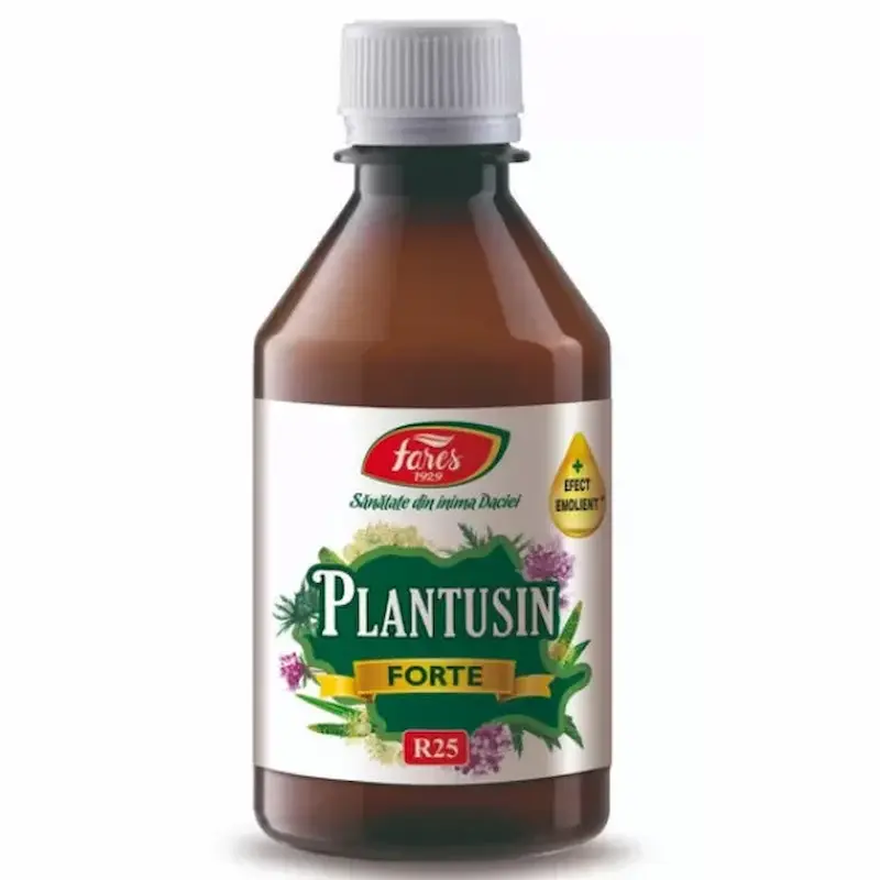 Plantusin Forte R25 Fares sirop 250 ml cu extracte din plante și uleiuri esențiale pentru confort respirator