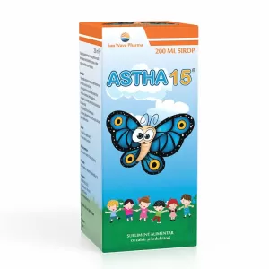 Astha 15 Sun Wave Pharma sirop 200 ml cu extracte vegetale pentru căi respiratorii, arbore bronșic și imunitate