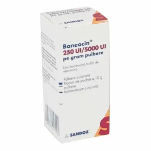 Baneocin Sandoz 10 g pulbere cutanată cu bacitracină și neomicină pentru infecții și leziuni ale pielii