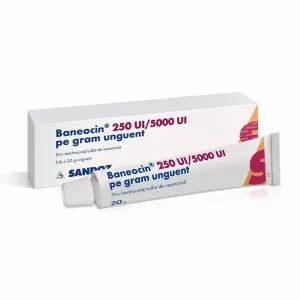 Baneocin Sandoz 20 g unguent cu bacitracină și neomicină pentru infecții și leziuni suprainfectate ale pielii