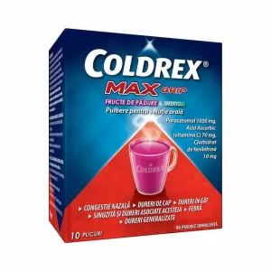 Coldrex Max Grip Fructe de Pădure și Mentol 10 Plicuri