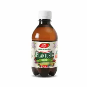 Flacon Plantusin Fares 250 ml, sirop cu extracte vegetale și vitamina C pentru tuse și confortul căilor respiratorii
