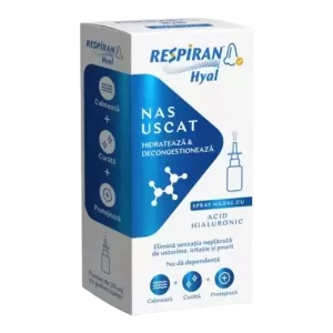 RESPIRAN Hyal Fiterman spray nazal 20 ml cu acid hialuronic, dexpantenol și Aloe vera pentru hidratarea mucoasei nazale
