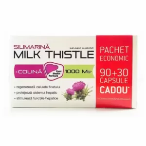 Silimarină Milk Thistle + Colină Zdrovit 90 + 30 capsule cadou cu armurariu și colină pentru ficat
