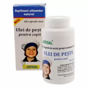 Ulei de Pește pentru Copii Hofigal 60 capsule moi cu acizi grași Omega