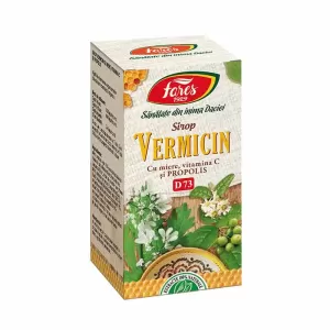 Flacon Vermicin Fares 100 ml, sirop cu miere, propolis și extracte vegetale pentru confort intestinal