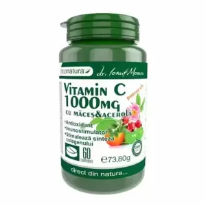 ALT Image  Vitamina C 1000 mg cu Măceș și Acerola 60 comprimate cu aromă de portocală