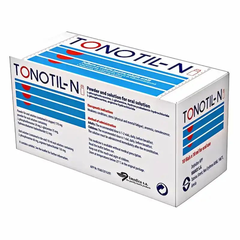 Tonotil-N Vianex 10 flacoane buvabile cu aminoacizi și hidroxocobalamină pentru susținerea energiei