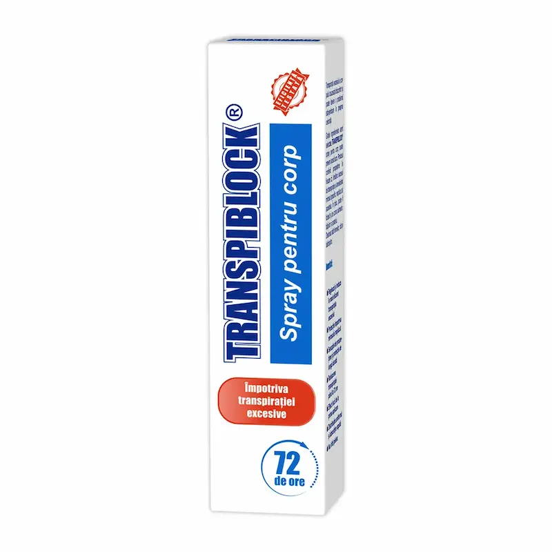 Transpiblock Spray 100 ml pentru transpirație excesivă pe corp palme tălpi și spate